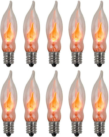 A101 Flicker Flame Light Bulb -3 Watt, 130 Volt, E12 Candelabra Base, Flame Shaped, Nickel Plated Base,- Dances