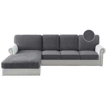 Velvet Couch Cushion Cover Sectional Sofa Slipcovers(1PC Chaise)