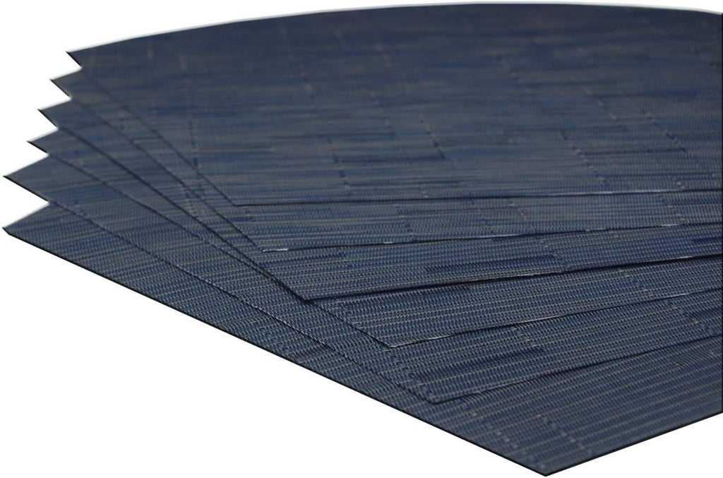 Wedge Placemats for Round Table Woven Vinyl Heat Resistant Washble Easy Clean Table Mats(Navy) - Set of 4