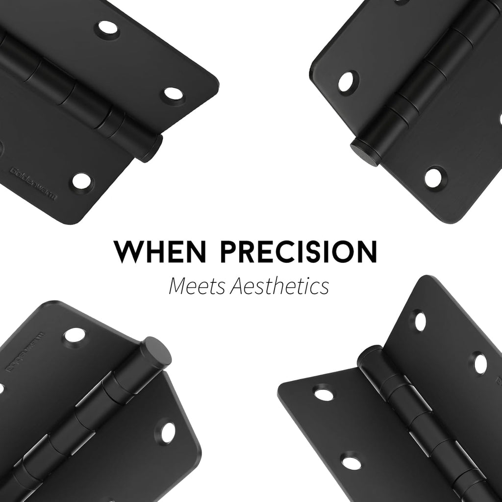 3 Pack 304 Stainless Steel Door Hinges, Matte Black Non Removable Pin Heavy Duty Ball Bearing Door Hinges 3.5 Inch