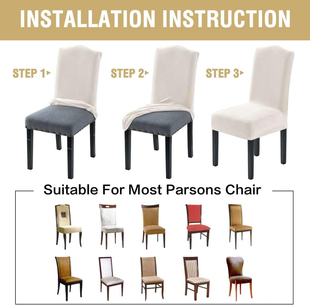 Dining Chair Covers Velvet Stretch Chair Covers for Dining Room Set of 6 Parson Chair Slipcovers