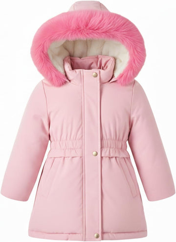 Girls Winter Coat Long Puffer Jacket Outwear Warm Quilted Coats Parka Kids Removable Hood Fleece Inner