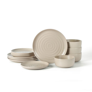 Ion 12-Piece Dinnerware Set Stoneware, Beige