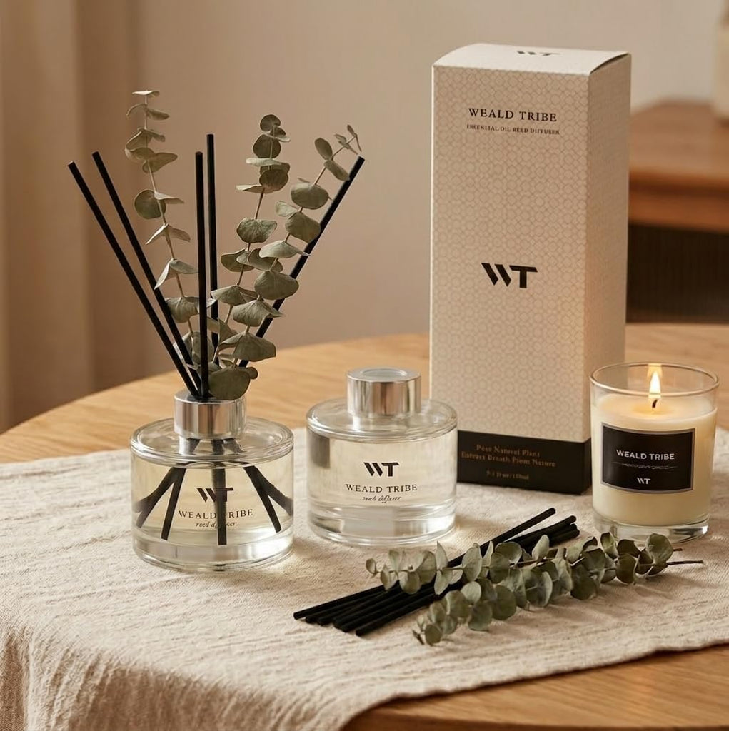 Flower Reed Diffuser Set Wild Eucalyptus Mint Scent Accessories Shelf Decor & Air Fresheners, Sticks Defusers - Set of 51