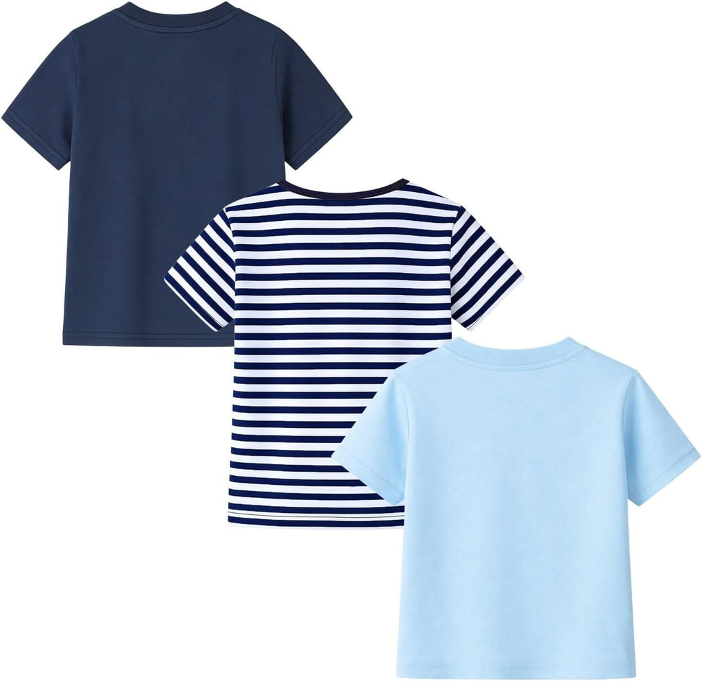 Boys T Shirts 3 Pack Toddler Boys Graphic Tee Shirts Cotton Short Sleeve Crewneck Tops for Little Boys