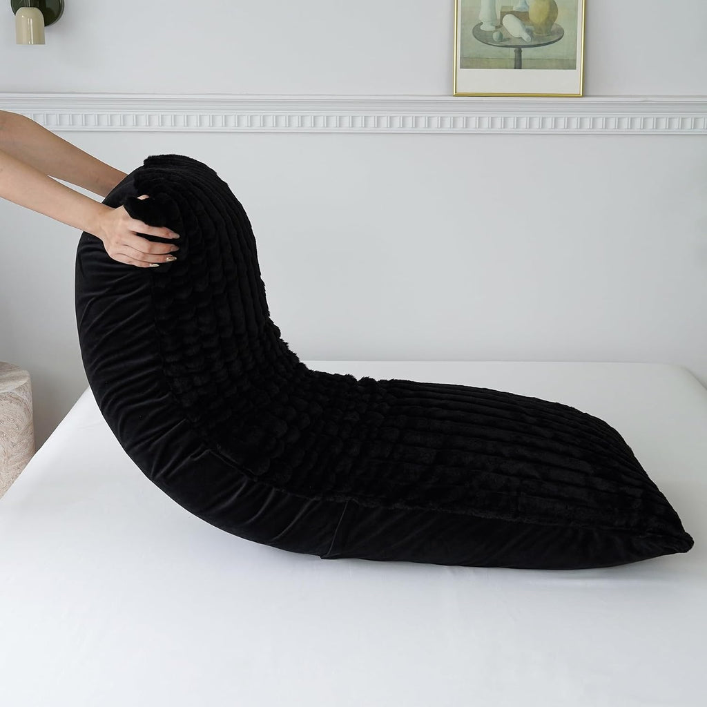 Full Body Pillow with Fluffy Stripe Faux Fur Removable Cover, Long Bed Pillow Adult 20x54 Inches for Side Sleeper and