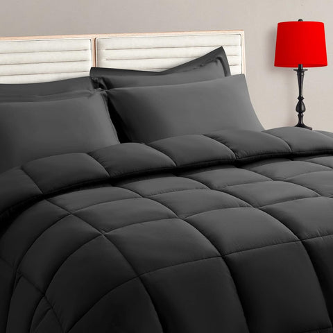 Full Comforter Set - 7 Pieces, Bed in a Bag Bedding Sets with All Season Soft Quilted Warm Fluffy Reversible