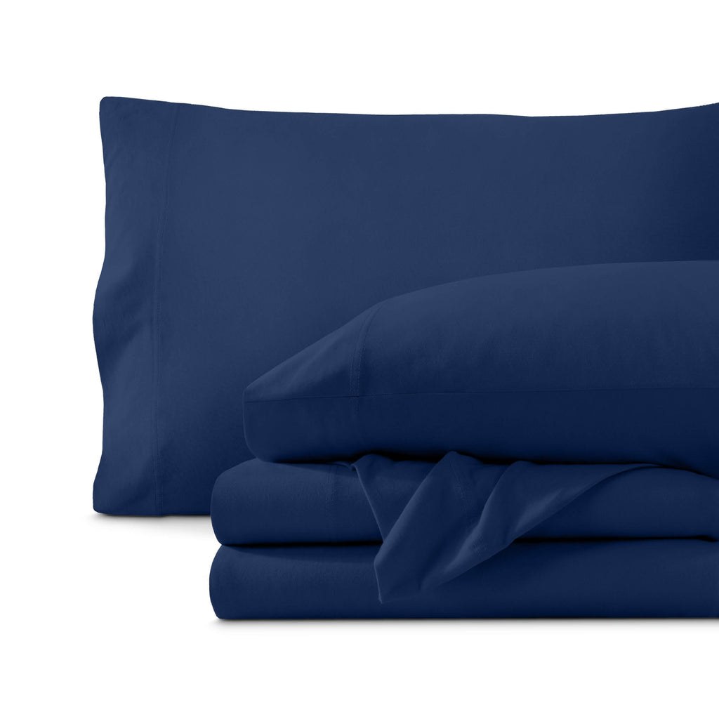 100% Organic Cotton Jersey Sheet Set (, Dark Blue)