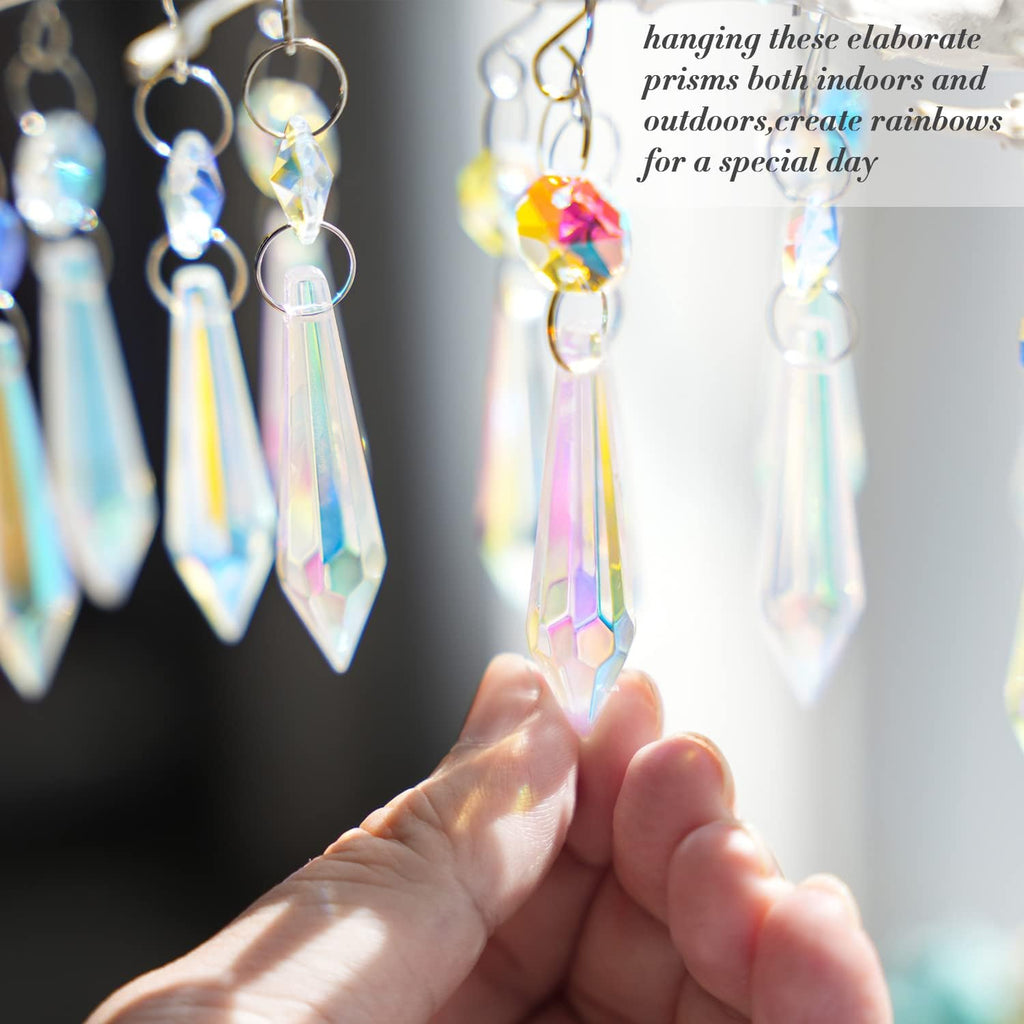 20 Pcs Chandelier Icicle Crystal Prisms Suncatcher Window Wedding Decor - 55mm Chandelier Crystals Replacement AB