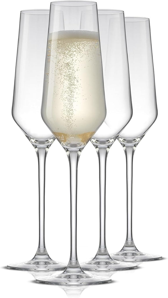Champagne Glasses Layla Collection, Set of 4 - 6.7 oz Elegant Crystal Stemmed Champagne Flutes for Prosecco