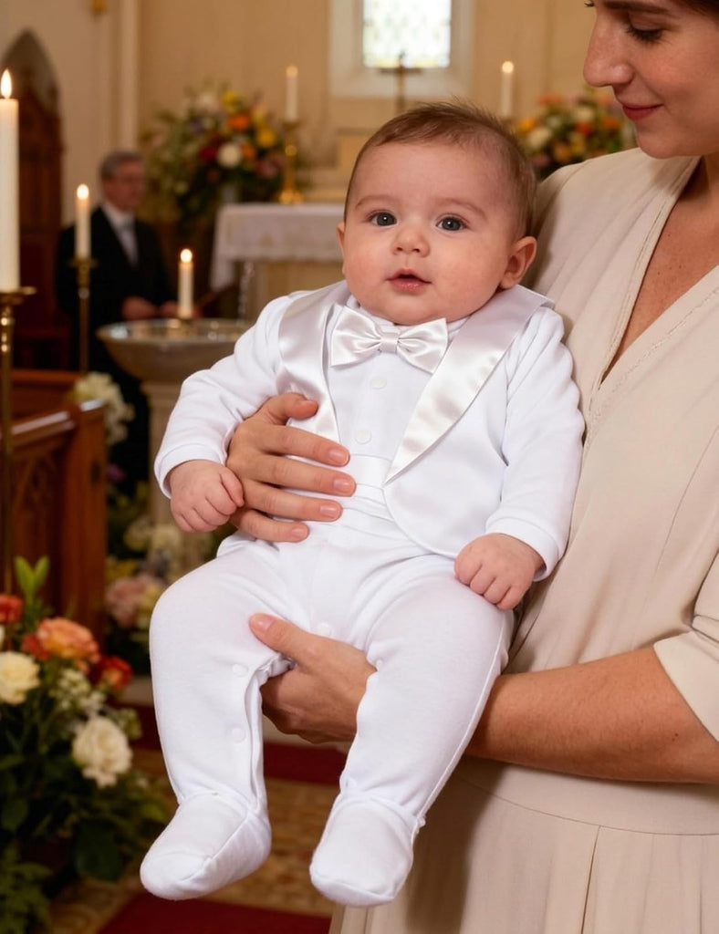 Baby Boy Tuxedo Gentleman Footie One-piece Romper with Bow Tie