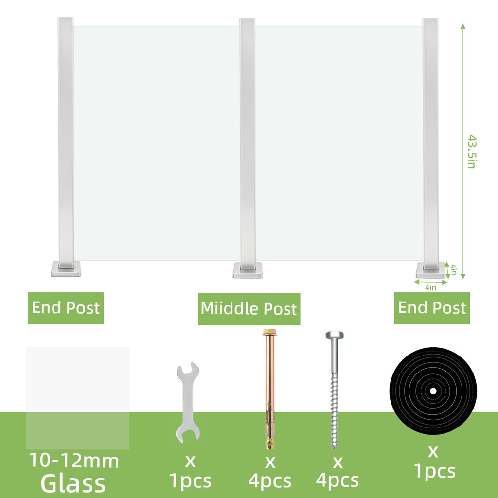 43.5" Glass Railing Post, Middle Glass Post for Center System