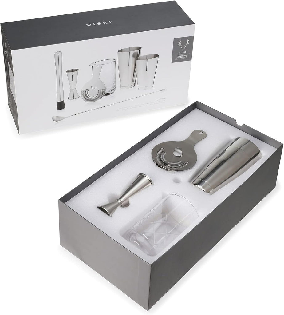 Bartender Kit for Mixed Drinks and Cold Brew Cocktails, Includes Boston Cocktail Shakers, Mixing Glass, Jigger - Set of 7