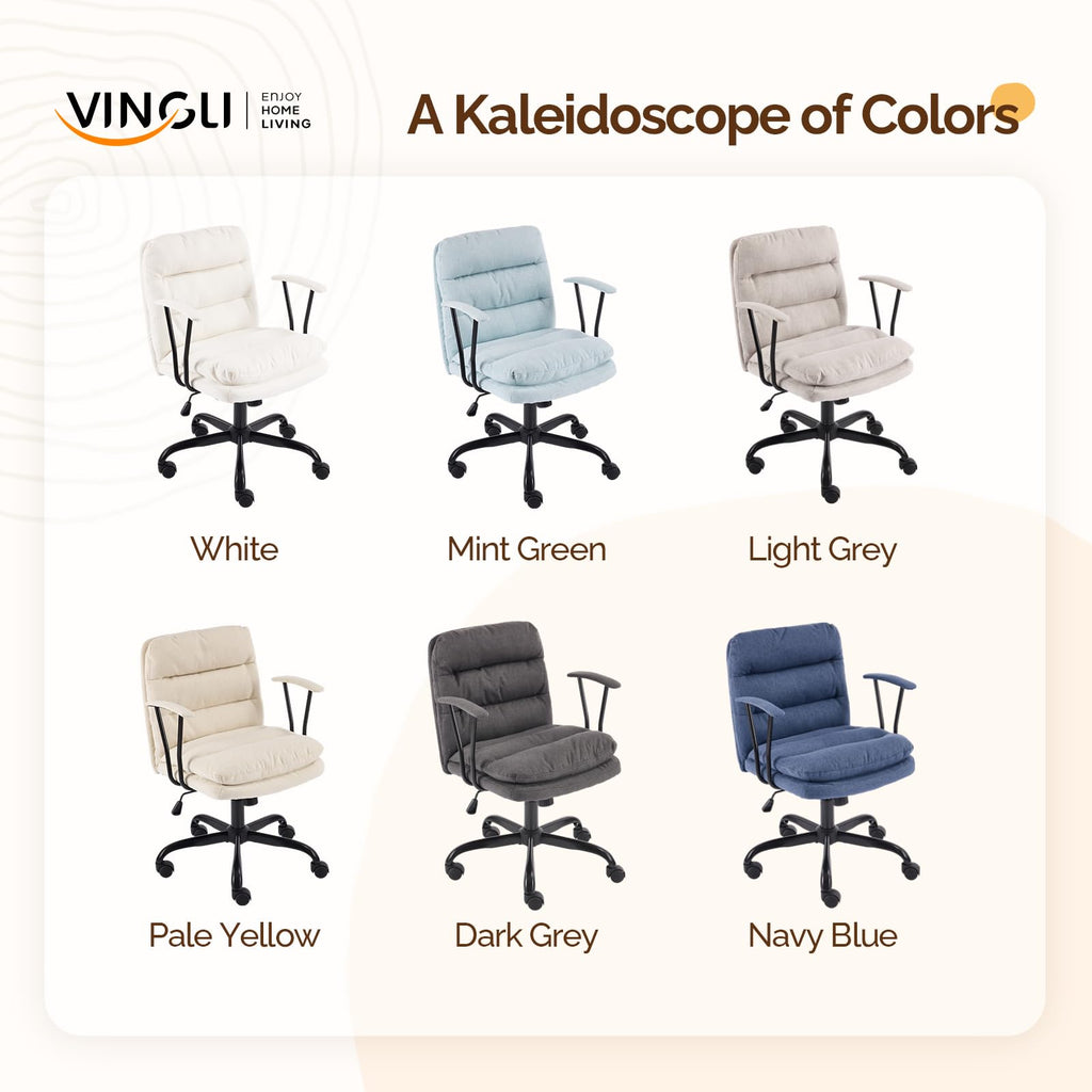 Comfortable Office Desk Chairs with/No Wheels, Dual-Base, Removable Armrests, Adjustable Comfy Swivel Computer Task Nail