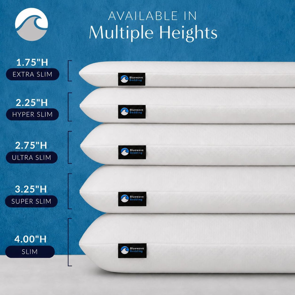 Bedding Ultra Slim Gel Memory Foam Pillow for Stomach and Back Sleepers - Thin, Flat Design for Cervical Neck