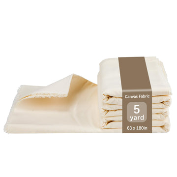 5 YD Canvas Fabric, Premium 10oz Natural Cotton Duck Canvas, 62 Inch Wide Heavy Sewing Material for Arts & Crafts