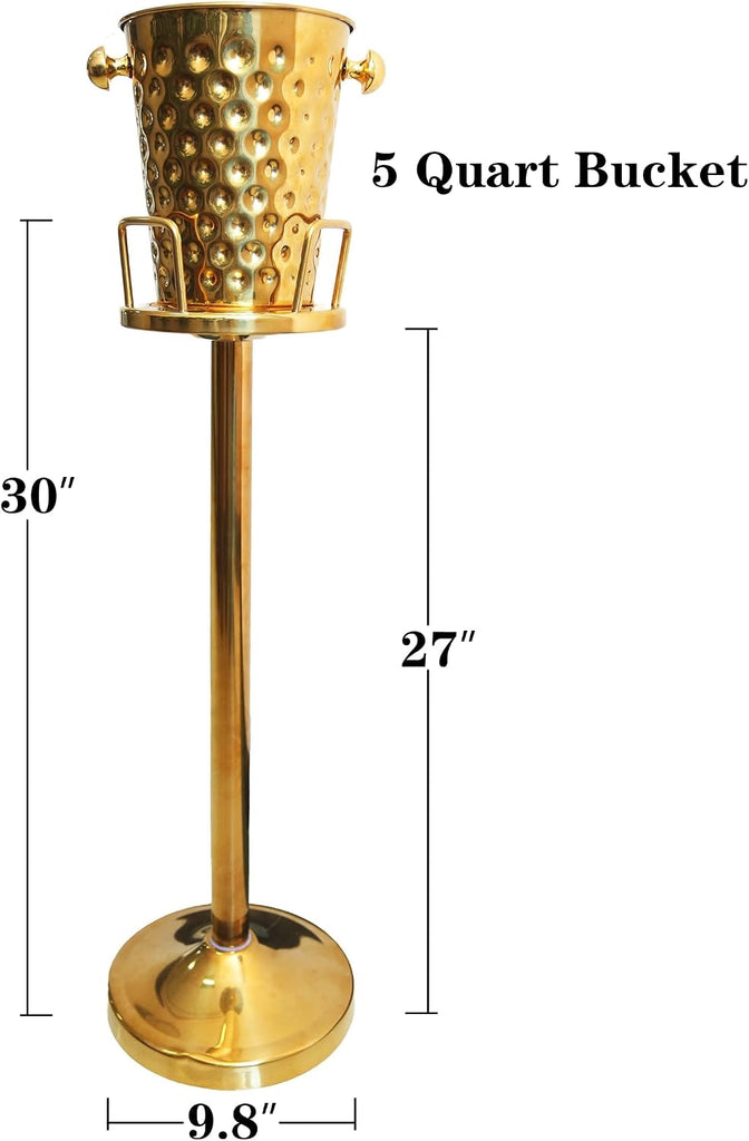 Luxury Floor-Standing 5-Quart Stainless Steel Champagne Ice Bucket Set Gold