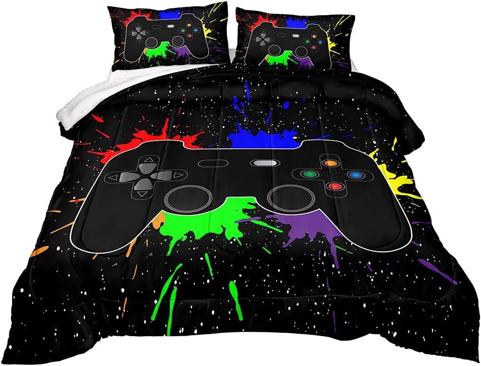 Gaming Comforter for Boys Teen,Game Contoller Bedding Set for Kids,Down Alternative Comforter for All Season,Gamer