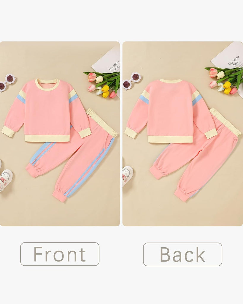 Toddler Girl Clothes Outfits Color Block Long Sleeves Top and Pants