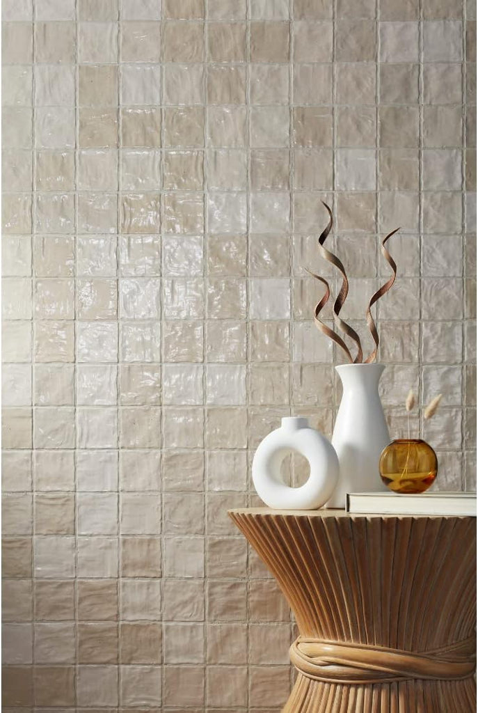 TSD-4X4-HMD Handmade Moroccan Look 4x4 Ceramic Wall Tile Glossy Backsplash, Bathroom Shower, Accent Wall, Fireplace