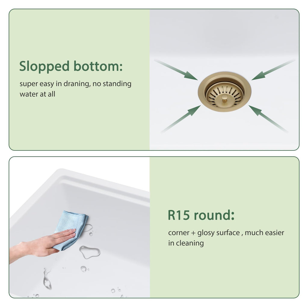 33 Inch White Undermount Kitchen Sink Workstation Granite Composite Quartz Single Bowl Undermount Sinks Large Deep