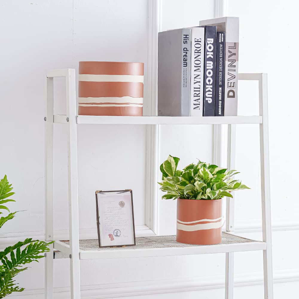 Ceramic Modern Plant Pot with Drainage for Indoor Plants, 5+7 inch