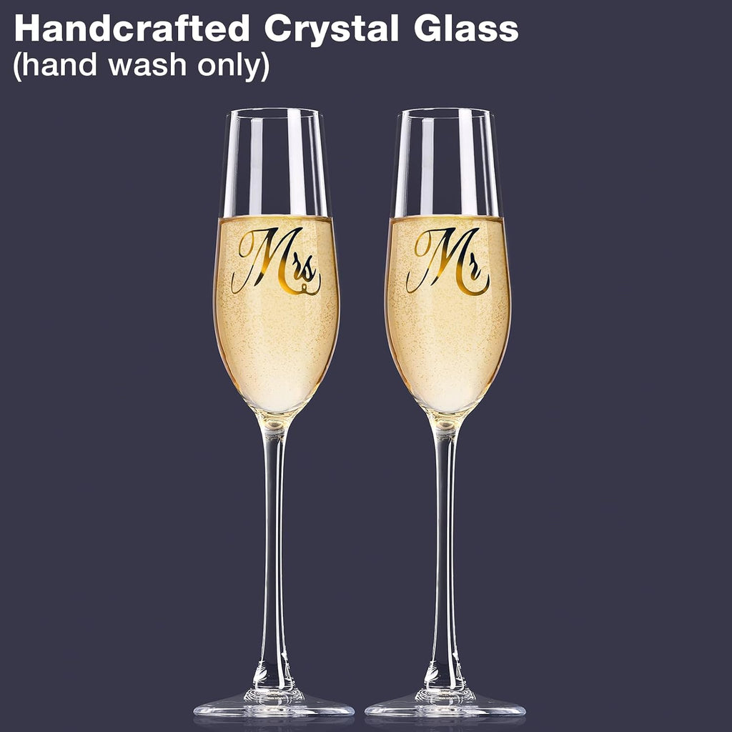 Mr. & Mrs. Champagne Flute Set, Wedding Decor - His and Hers, Wedding Toasting Glasses for Engagement Celebrations