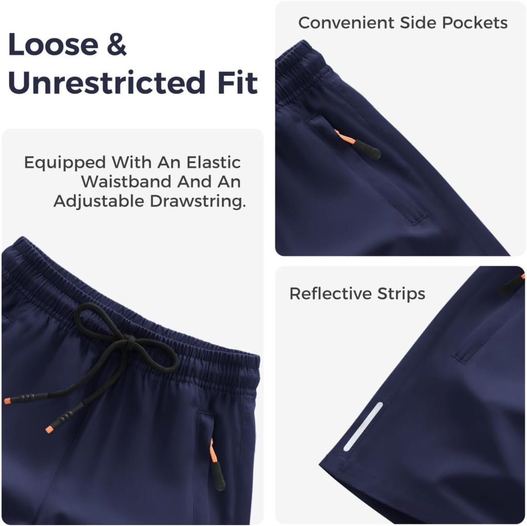 Boys Shorts Quick Dry Athletic Running Shorts with Zipper Pockets