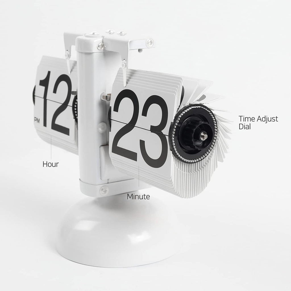 Flip Desk Clock (Black), Retro Vintage Design Auto Flip Table Clock
