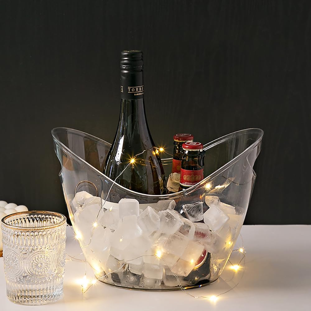 Ice Bucket 4 Liter Champagne Wine Bucket Clear Acrylic Beverage Tub Party Drinks Ice Tub for Wine, Champagne or - Set of 2