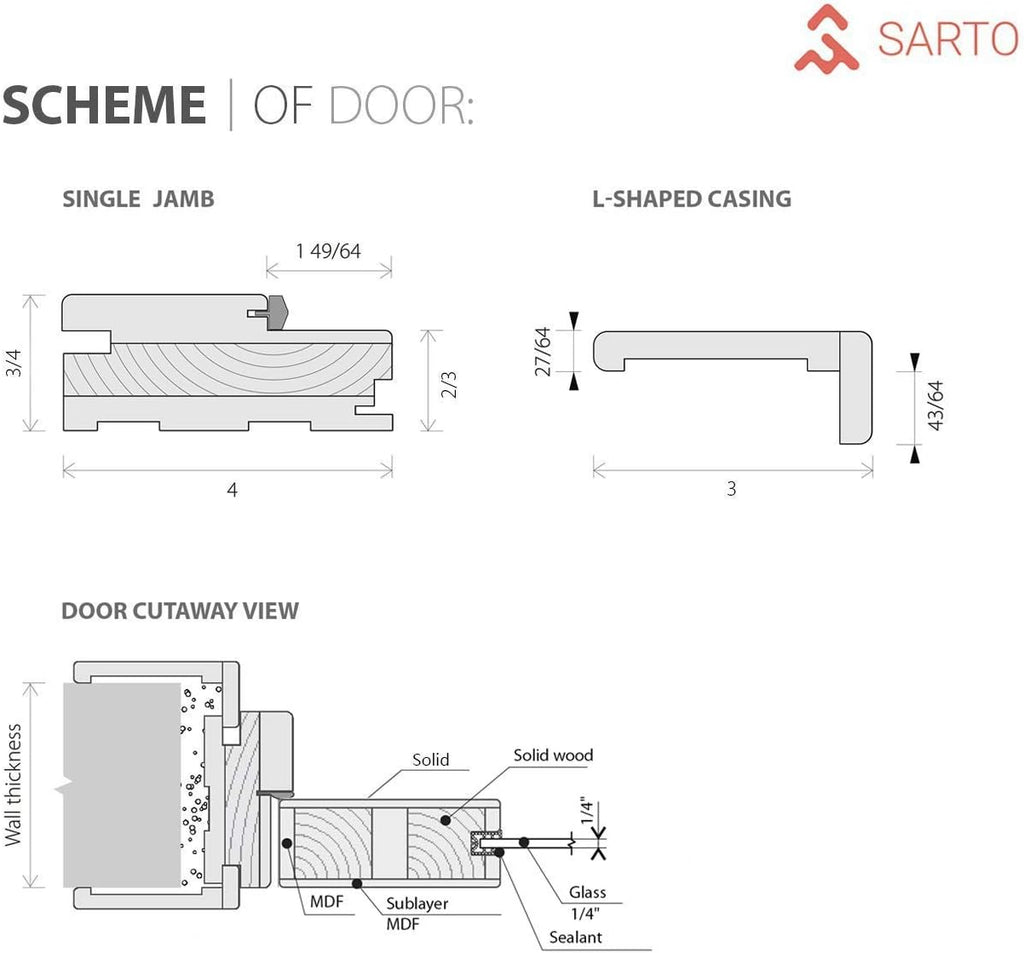 Quadro 4002 | Double Swing Interior French Doors with Glass with Frosted Glass, MDF, Hardware Includ
