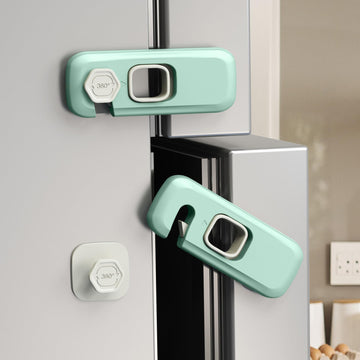 5 Pack Child Proof Refrigerator Lock, Fridge Locks for Kids with Sticky Adhesive Pads, Child Safety Locks for Doors