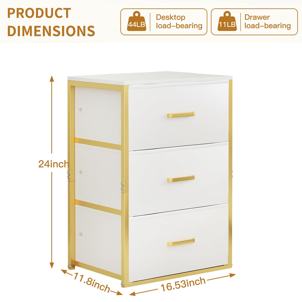 Closet Drawers for Clothes, Small Nightstands with 3 Fabric Drawers