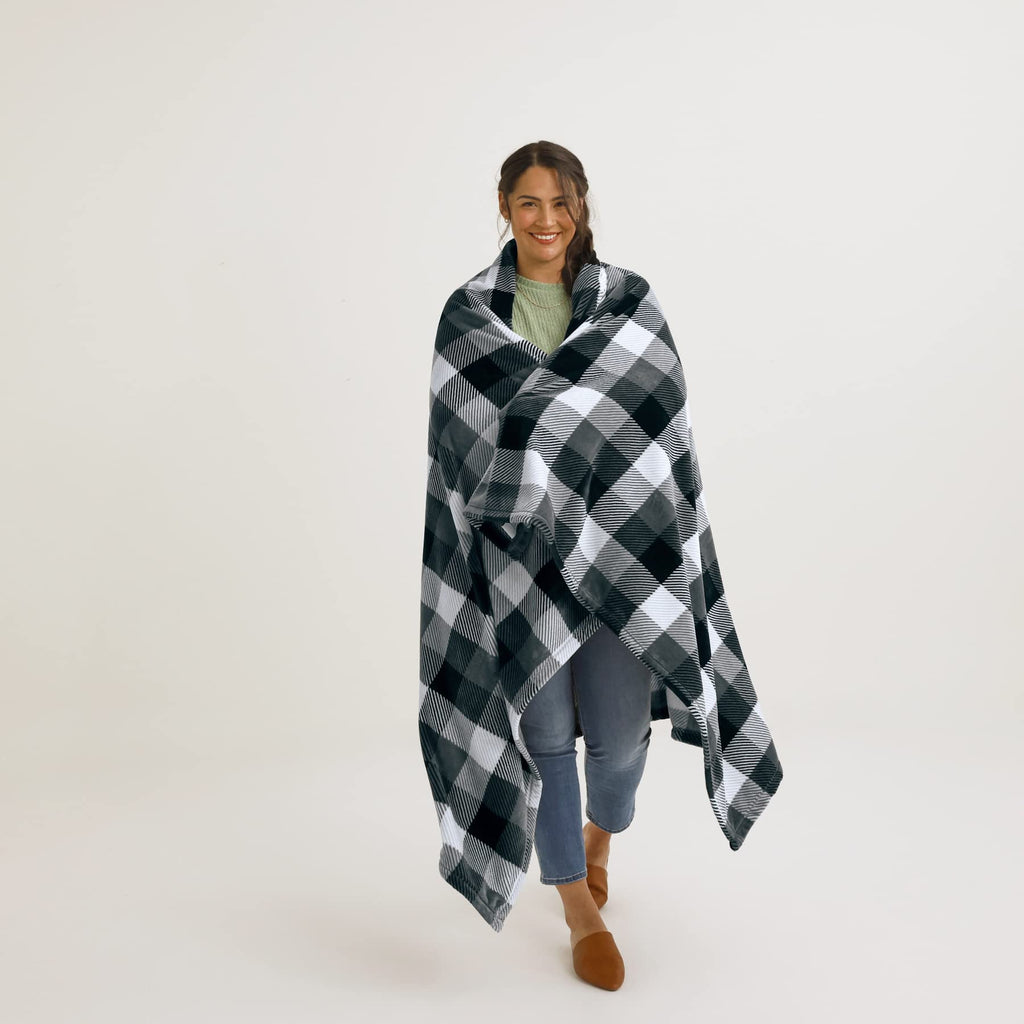 Women's Plush Throw Blanket, Kingbird Plaid, One Size