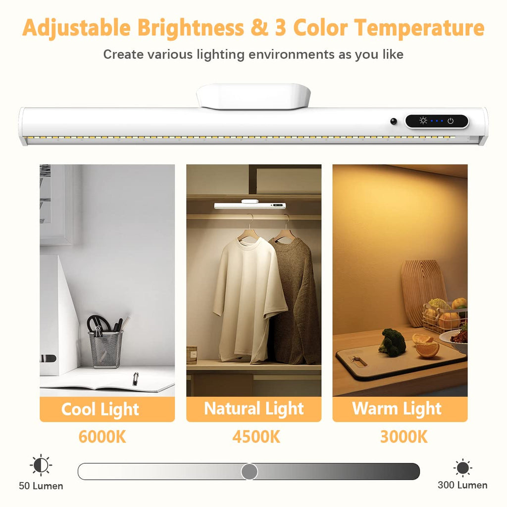 Rechargeable Magnetic LED Light Bar, 4000mAh Wireless Closet Light