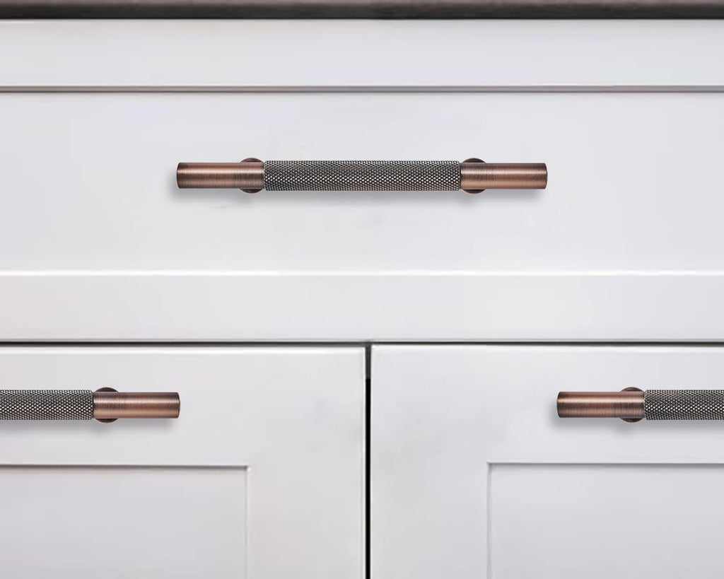 15 Inch(381mm) Soild Knurled Appliance Pulls Brushed Antique Copper Cabinet Pulls Drawer Pulls Kitchen