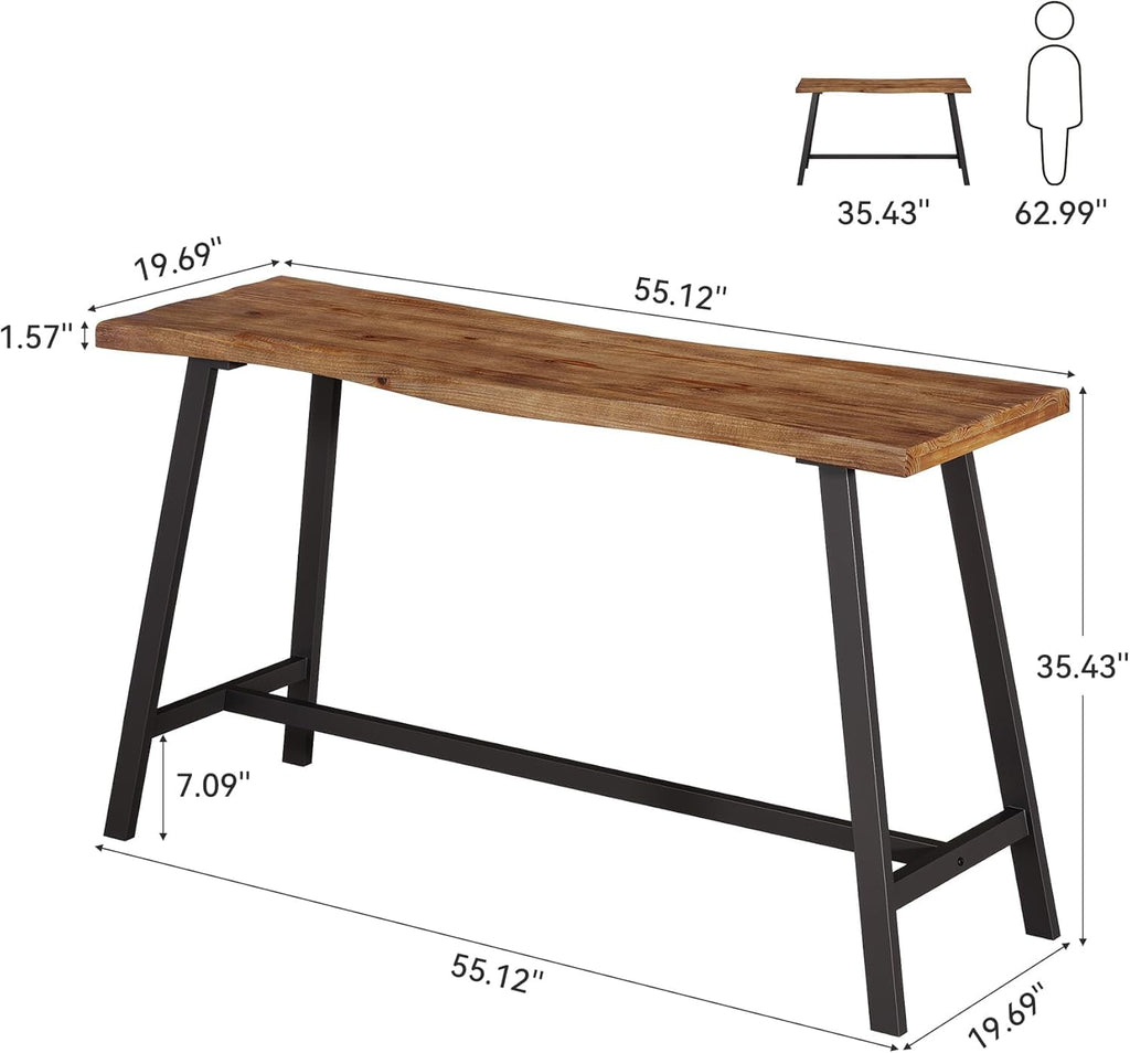 55" Solid Wood Bar Table, Rustic Brown