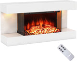18-Inch Wall Mount Electric Fireplace with 32-Inch Floating Mantel, Remote, 3 Sided Electric Fireplace