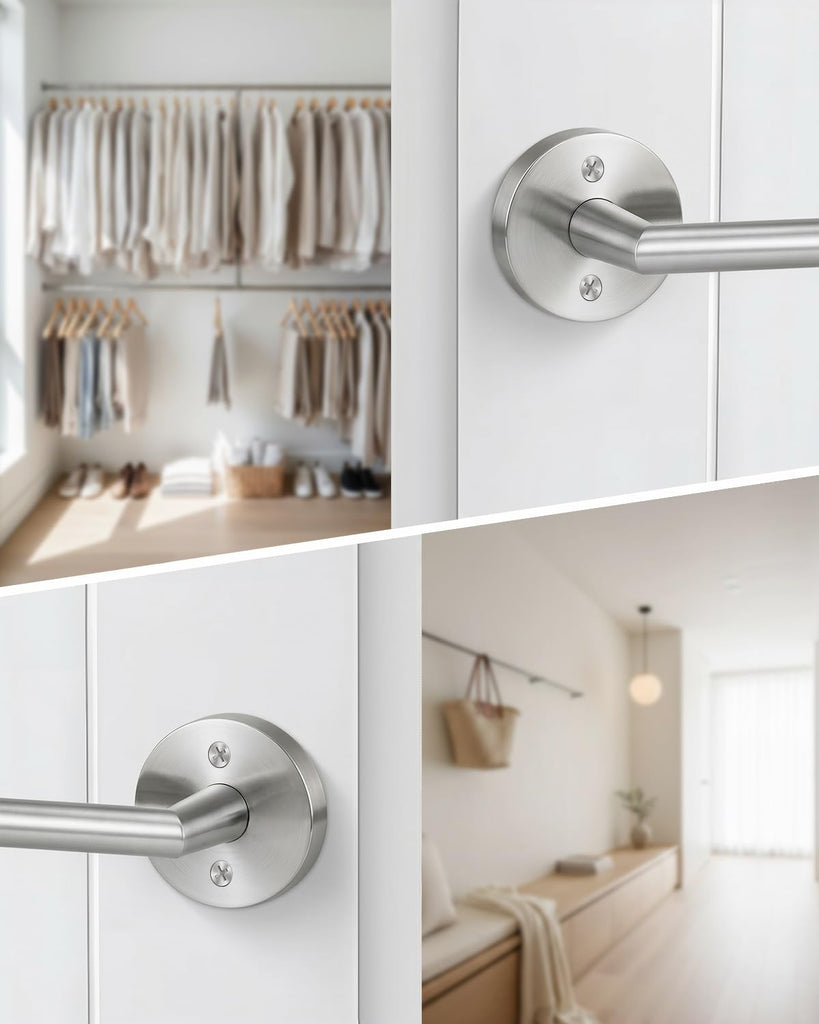 Brushed Nickel Door Handles Dummy Door Levers 4 Pieces