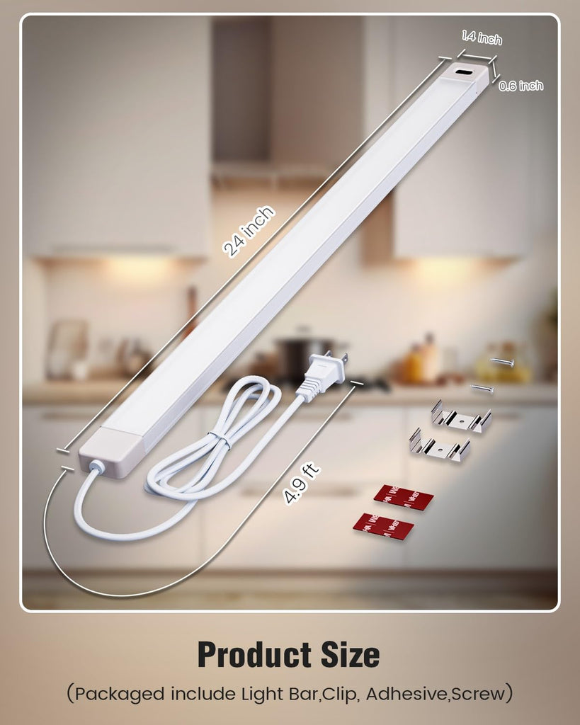 24 Inch Under Cabinet Lights with Hand Wave,Plug and Play