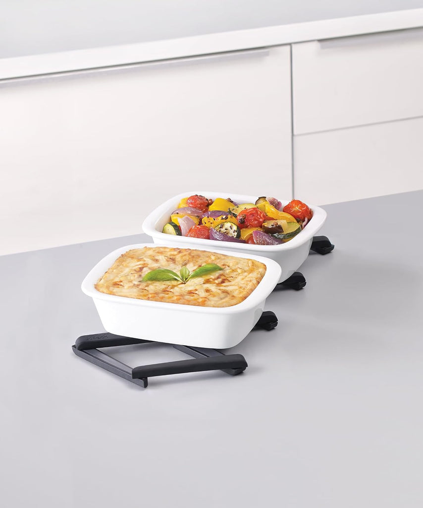 Stretch Folding Silicone Trivet for Hot Pots and Pans, Expanding Nonslip Stand, Heat Resistant mat Worktop - Black