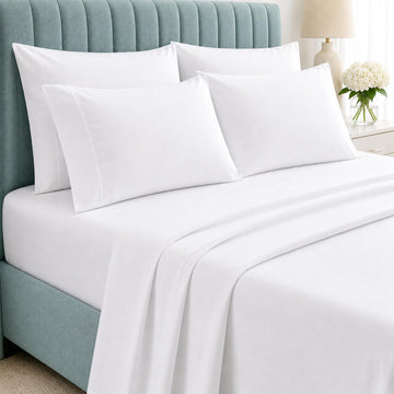 6 Piece King Sheet Set - 100% Egyptian Cotton Sheets, Hotel Luxury Bedding, 18" Deep Pocket, Cooling Soft Breathable