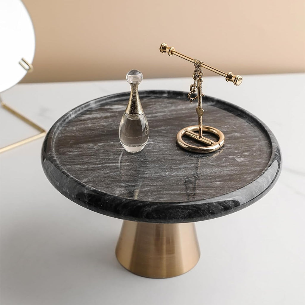 Marble Cake Stand, With Glass Dome Glass Display for Dessert & Fruit
