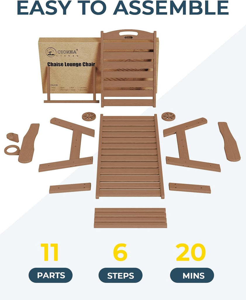 Oversized Outdoor Chaise Lounge Chair, HDPE Patio Chair with Wheels | Oversized outdoor HDPE chaise lounge with