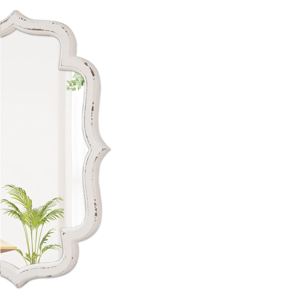 Rustic Scalloped Oval Mirrors 18 X 24 Inch, Wood Frame