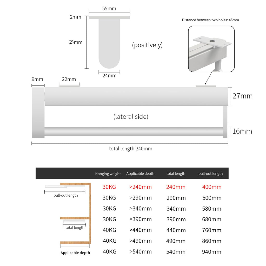 Pull out closet rod pull out pants rack for closet white 9-1/2 inch pull out rack clothes pull out valet rod closet