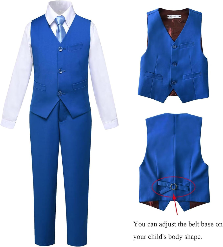 Boys' 5 Piece Formal Suit Kids Dress Tuxedo Vest Pants Suits for Boy 2