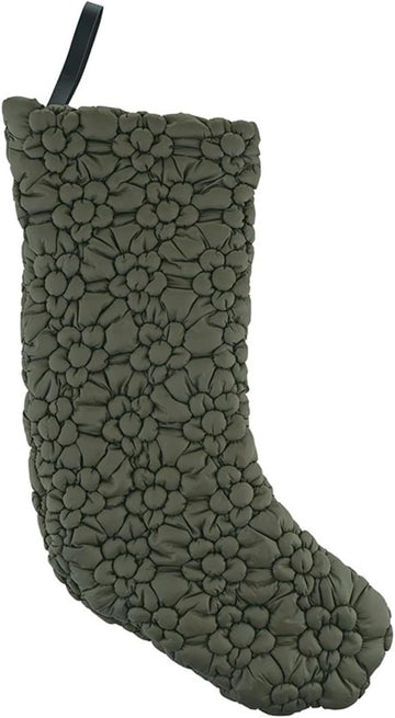 Christmas Stockings Quilted Puffer Pebbled Hanging Holiday Décor for Fireplace, 20" Long x 8" Wide, Forest Green