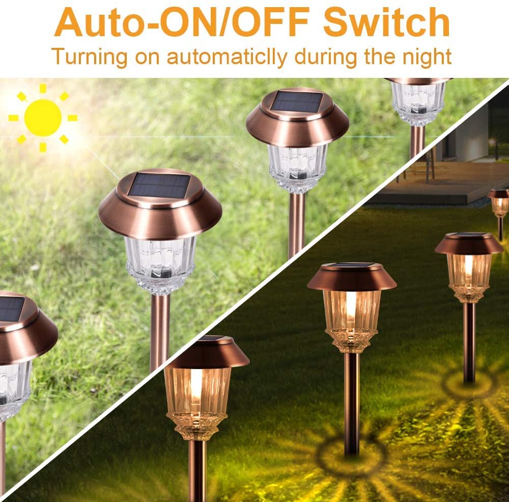 Solar Pathway Lights Outdoor - 6 Pack Solar Garden Lights, 10-40 LM Dimmable Solar Lights Outdoor Waterproof Auto
