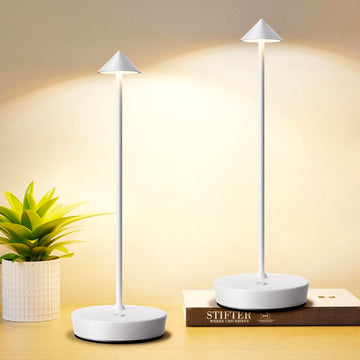 Set of 2 Cordless Rechargeable Led Table Lamp Battery Operated Light White